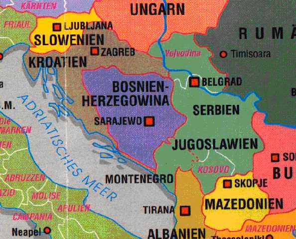 Karte der Nachfolgestaaten Jugoslawiens